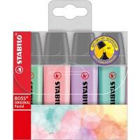 Surligneur STABILO BOSS ORIGINAL Multicolore Large Biseauté 2 - 5 mm Rechargeable 4 Unités