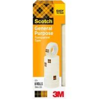 Ruban adhésif de bureau Scotch Crystal Clear Transparent 19 mm (l) x 33 m (L) PP (Polypropylène) 8 unités