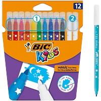 Stylos-feutres BIC Kids Magic Colour & Erase Assortiment 12 unités