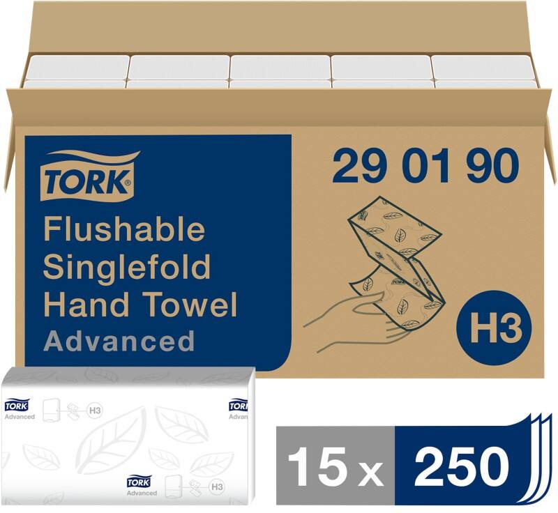 Essuie-mains Tork Advanced  H3 Pliage en Z Blanc 2 épaisseurs 290190 15 Unités de 250 Feuilles