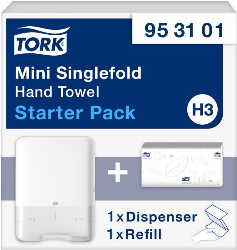 Distributeur d'essuie-mains Tork Elevation Mini Singlefold 953101 H3 Plastique Verrouillable Manuel Blanc