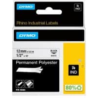 Ruban d’étiquettes IND Dymo S0718210 / 18483 Rhino d’origine, polyester Autocollant Noir sur blanc 12 mm x 5,5 m