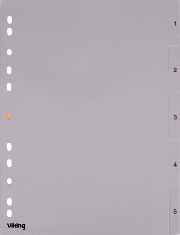 Intercalaires numériques 1 à 5 Viking A4 Gris 5 intercalaires PP (Polypropylène) 11 Perforations 400195036