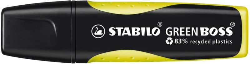 Surligneur STABILO Green Boss Jaune 83% Recyclé Large Biseauté 2 - 5 mm Rechargeable