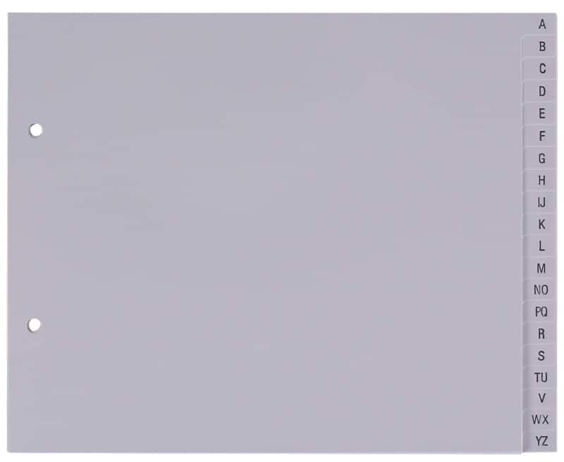 Intercalaires alphabétiques A - Z Viking A5 Gris 20 intercalaires PP (Polypropylène) 2 Perforations 400195039