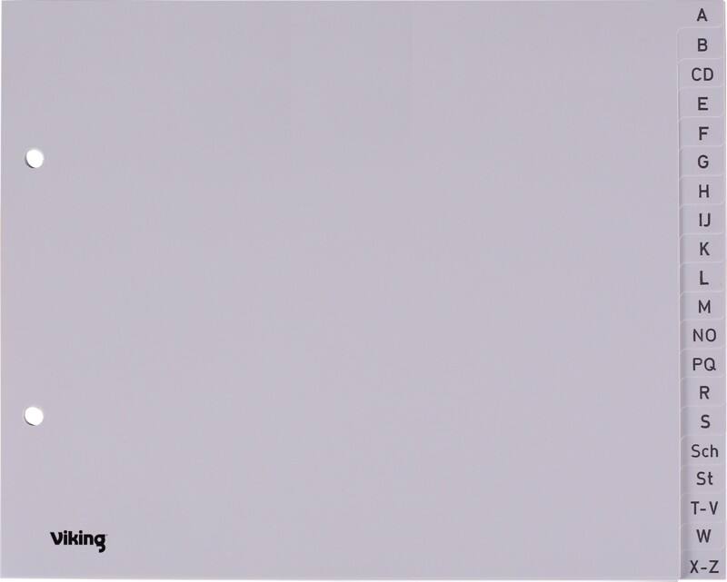 Intercalaires alphabétiques A - Z Viking A4 Gris 20 intercalaires PP (Polypropylène) 2 Perforations 400194965