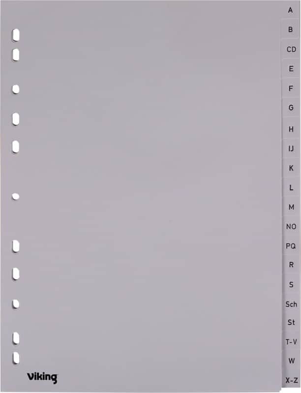 Intercalaires alphabétiques A - Z Viking A4 Gris 20 intercalaires PP (Polypropylène) 11 Perforations 400194963