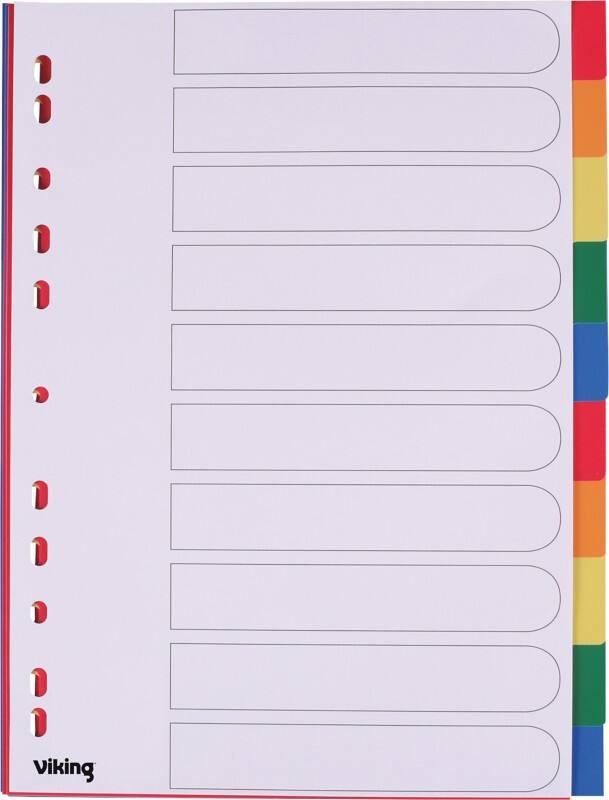 Intercalaires vierges Viking A4 Assortiment 10 intercalaires PP (Polypropylène) 11 Perforations 400194969