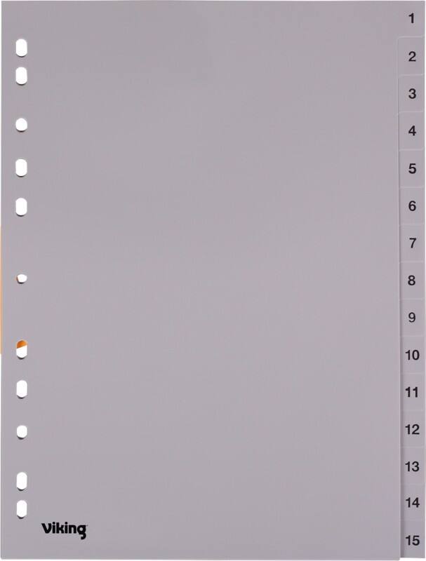 Intercalaires numériques 1 à 15 Viking A4 Gris 15 intercalaires PP (Polypropylène) 11 Perforations 400195032