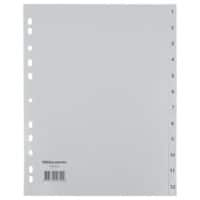 Intercalaires Office Depot en polypropylène A4 extra large Gris 11 trous 1 à 12