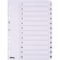 Onglets imprimés Viking carte, mylar 170 g/m² A4 12 intercalaires Blanc