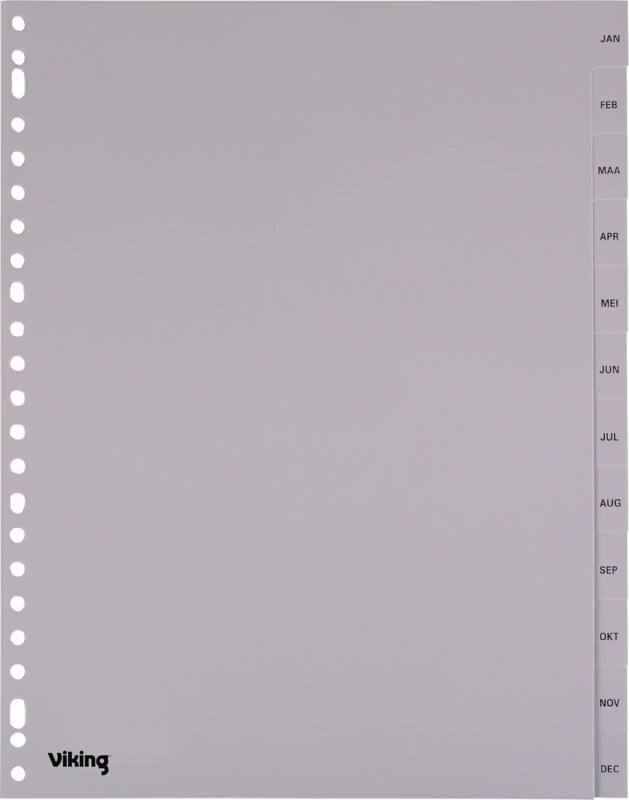 Intercalaires alphabétiques Jan - Dec Viking A4 Gris 12 intercalaires PP (Polypropylène) 23 Perforations 400195043