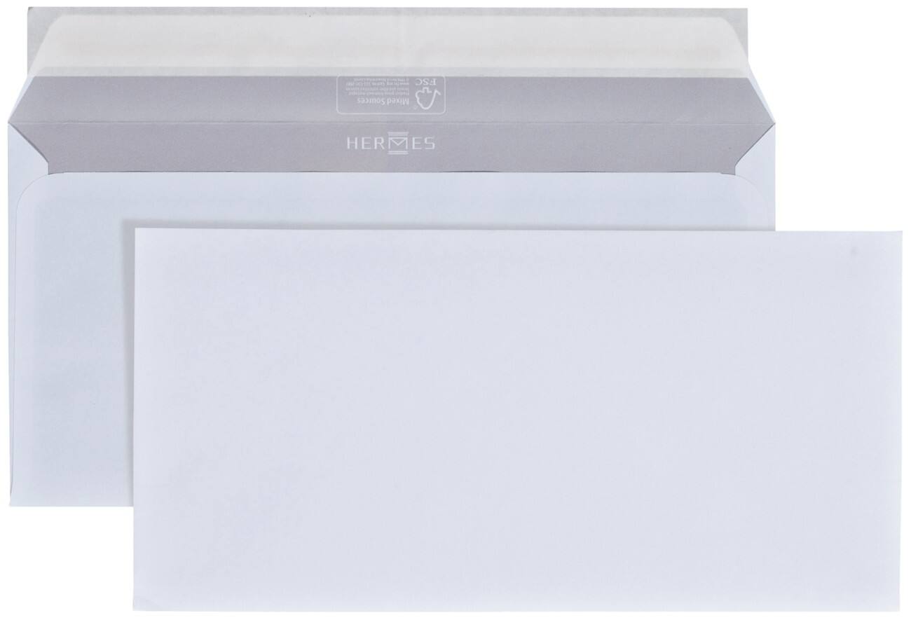 Enveloppes Hermes 30000620 DL+ 80 g/m² Blanc Sans Fenêtre Bande adhésive 500 Unités