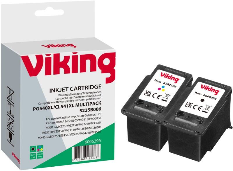 Cartouche jet d'encre Viking Compatible Canon PG-540XL/CL-541XL Noir + Couleur 2 Unités