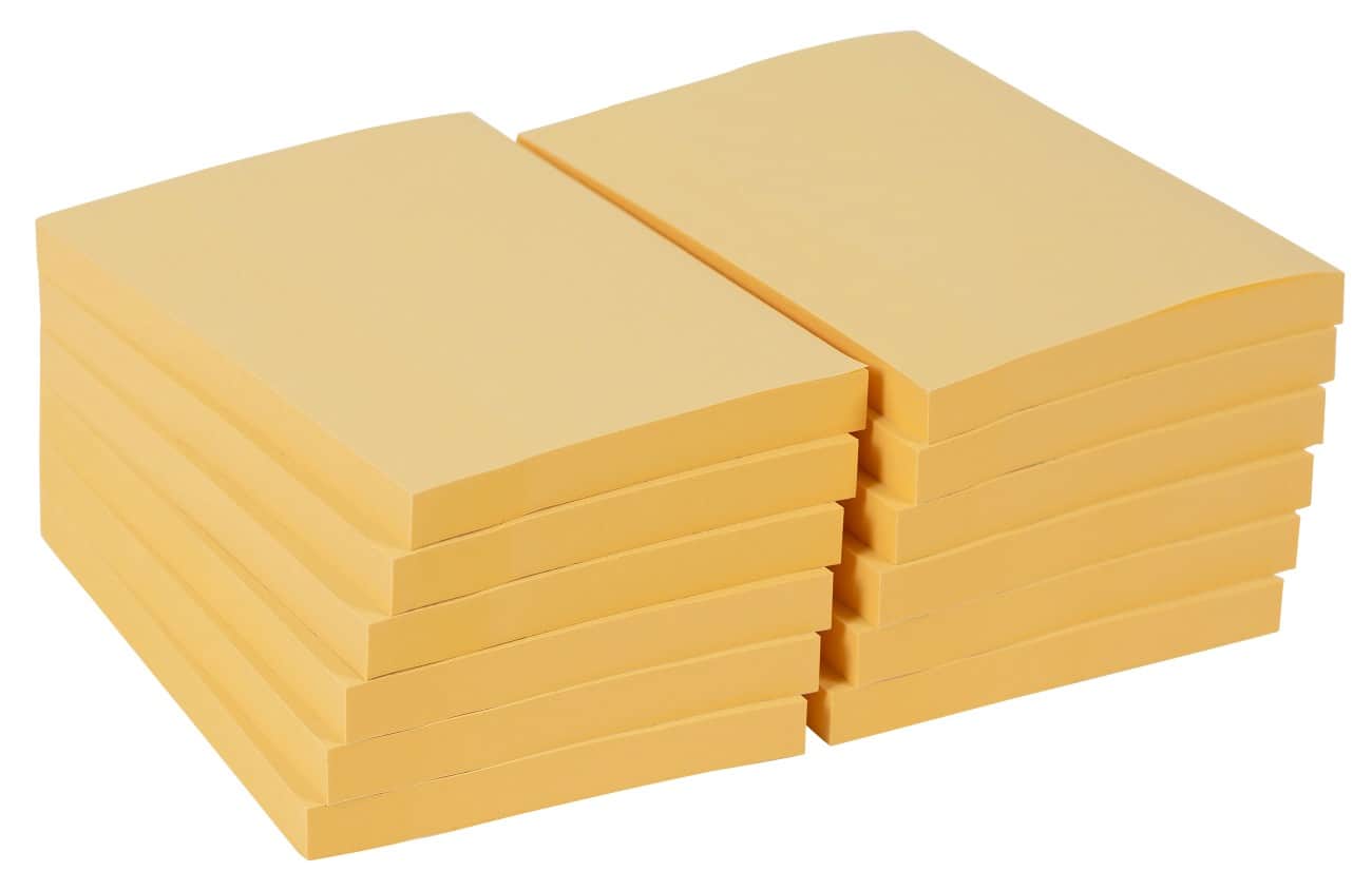 Notes adhésives Office Depot Jaune pastel 102 x 76 mm 12 Blocs de 100 Feuilles