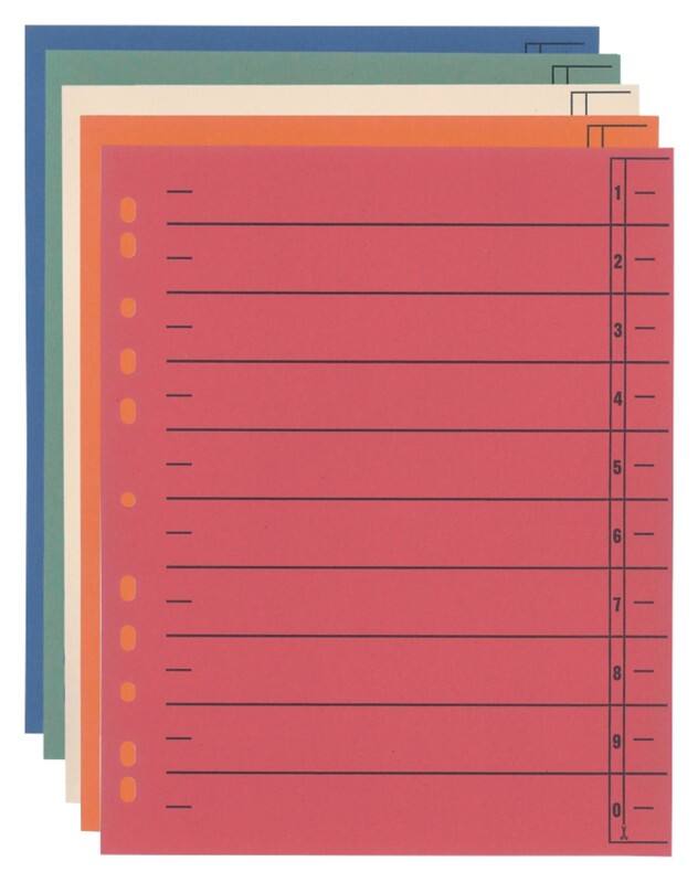 Feuilles de séparation 1 à 10 Viking 100% Recyclé A4+ Assortiment 10 intercalaires Carton 11 Perforations 6052446 100 Unités