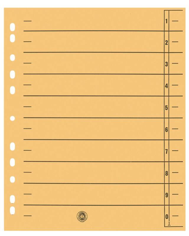 Feuilles de séparation 1 à 10 Viking 100% Recyclé Spécial Jaune 10 intercalaires Carton 11 Perforations 6052473 100 Unités