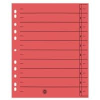Intercalaires rectangulaires Niceday 1-10 A4 Extra large Carton 11 Trous Rouge 100 Unités