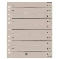 Intercalaires rectangulaires Niceday 1-10 A4 Extra large Carton 11 Trous Gris 100 Unités