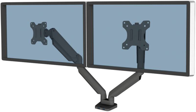 Double bras pour moniteur Fellowes Platinum Hauteur réglable Jusqu'à 27" Noir