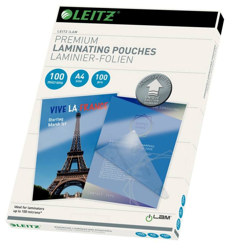 Pochette de plastification iLAM Premium Leitz A4 Brillant 100 microns (2 x 100) Transparent 100 Unités