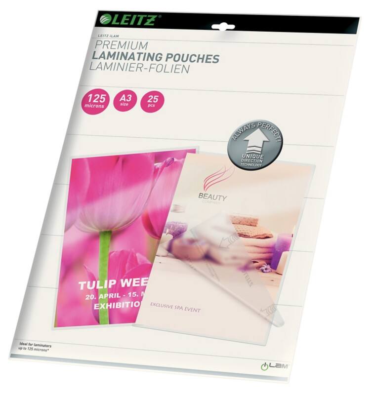 Pochette de plastification iLAM Premium Leitz A3 Brillant 125 microns (2 x 125) Transparent 25 Unités