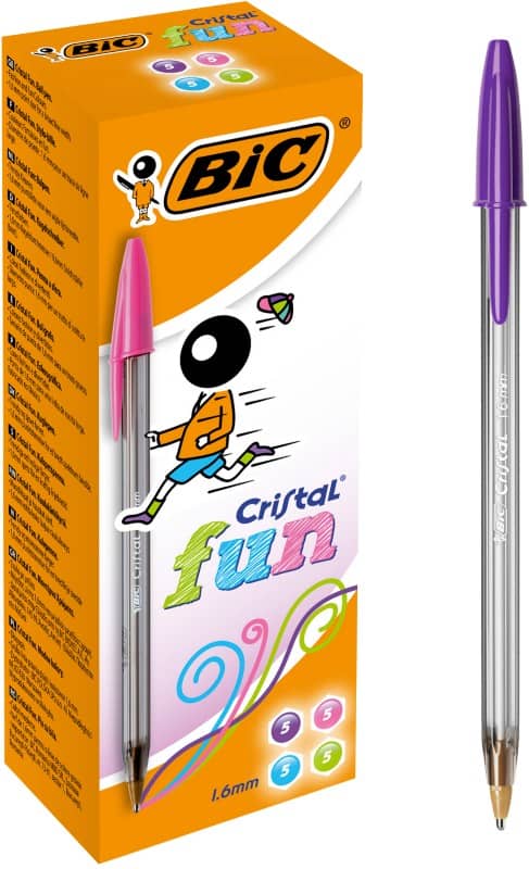 Stylo-bille BIC Cristal Fun Assortiment 0,6 mm Large Bille 20 Unités