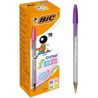 Stylo-bille BIC Cristal Fun Assortiment 0,6 mm Large Bille 20 Unités