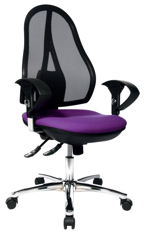 Siège de bureau TOPSTAR Mécanisme synchrone Filet, Tissu Accoudoirs 2D Noir, violet 110 kg
