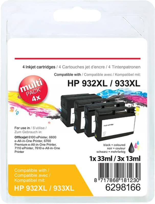 Cartouche jet d'encre Office Depot Compatible HP 932XL, 933XL Noir, cyan,  magenta, jaune C2P42AE 4 Unités | Viking Direct Luxembourg