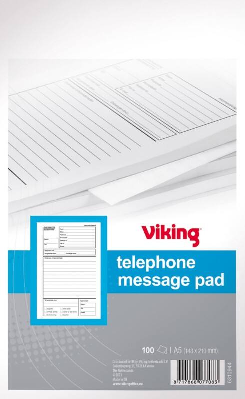 Répertoire pour messages téléphoniques Viking Blanc Ligné 2 A5 14,8 cm 70 g/m² 40 feuilles 40 feuilles