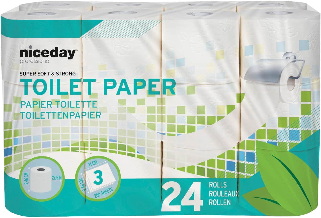 Papier toilette Niceday Professional Standard 3 épaisseurs 24 Rouleaux de 200 Feuilles