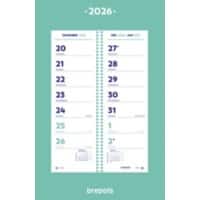 Calendrier mural Brepols 2026 1 Semaine par page Néerlandais 31 (L) x 0,5 (P) x 10 (H) cm Bleu
