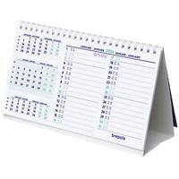 Calendrier de bureau Brepols Table Top Calendar 2023 3 Mois par page Blanc Allemand, Français, Italien, Anglais