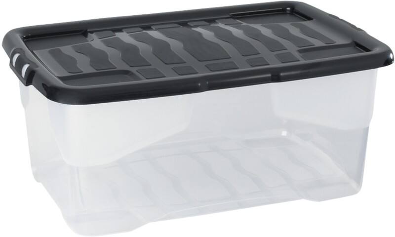 Boîte de rangement Plastique 42 L Noir, transparent 60 x 40 x 25 cm