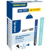 Marqueur permanent Pilot 100 Fin Pointe Ronde Bleu 20 Unités