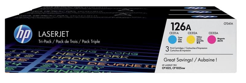 Toner HP D'origine 126A 3 Couleurs CF341A 3 Unités