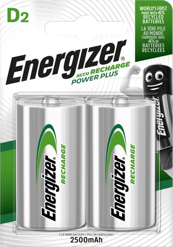 Piles rechargeables Energizer Power Plus D HR20 2500mAh NiMH 1,2V 2 Unités
