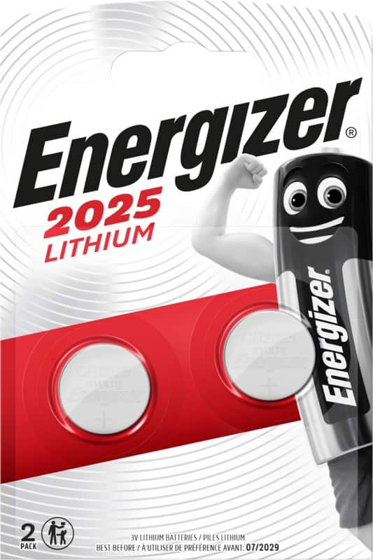 Piles bouton Energizer CR2025 3V Lithium 2 Unités
