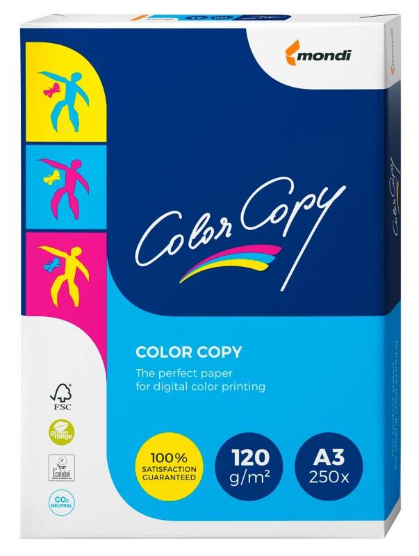 Papier imprimante Mondi A3 Color Copy Blanc 120 g/m² Lisse 250 Feuilles