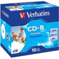 CD-R Verbatim AZP jet d'encre 52 x 700 Mo Jewel Case 10 Unités