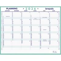 Planning annuel Brepols Maxi Planning FR 2026 6 Mois par page Français 33 (L) x 0,3 (P) x 42 (H) cm Blanc