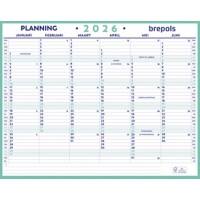 Calendrier mural Brepols Maxi Planning NL 2026 6 Mois par page Néerlandais 33 (L) x 0,3 (P) x 42 (H) cm Blanc
