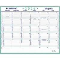 Calendrier mural Brepols Maxi Planning NL 2025 6 Mois par page Carton Blanc Néerlandais