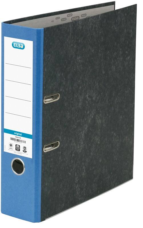 Classeur à levier ELBA Large Smart A4 80 mm Bleu, Noir 2 Anneaux Effet Marbre  1