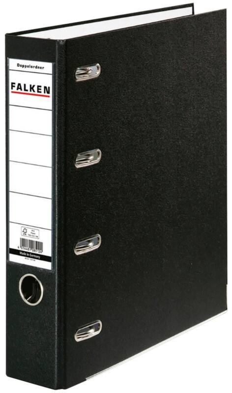 Classeur double Falken Large A4 70 mm Noir 4 Anneaux S70 Carton, PP (Polypropylène) Paysage