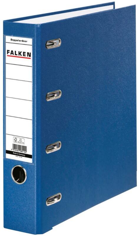 Classeur double Falken Large A4 70 mm Bleu 4 Anneaux S70 Carton, PP (Polypropylène) Paysage