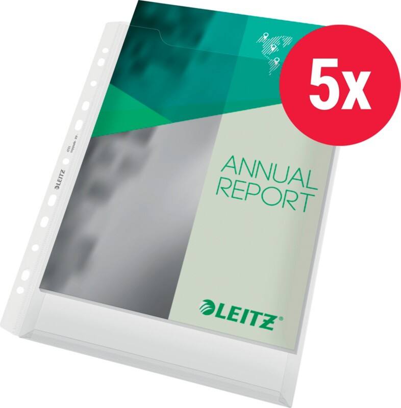 Pochettes perforées Premium Leitz A4 Transparent 180 microns PP (Polypropylène) Ouverture par le haut 11 perforations 4751-30-03 5 unités