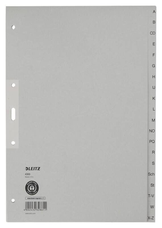 Répertoire Leitz 4300 A4 Gris 20 onglets 4 perforations, papier A - Z