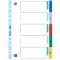 Intercalaires numériques 1 à 5 OXFORD A4 Blanc 5 intercalaires Carton 11 Perforations 400013947
